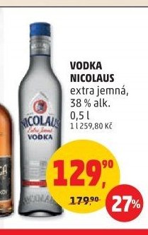 VODKA NICOLAUS extra jemná, 38% alk. 0,5 l