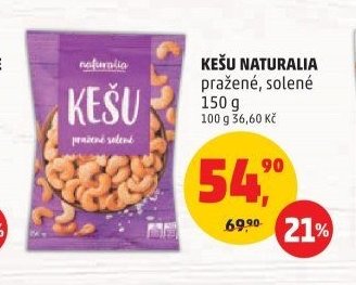 KEŠU NATURALIA pražené, solené
