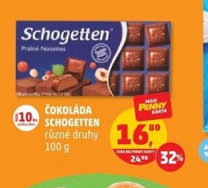 ČOKOLÁDA SCHOGETTEN různé druhy 100 g