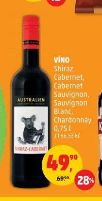 VÍNO Shiraz Cabernet, Cabernet Sauvignon, Blanc, Chardonnay 0,75 l