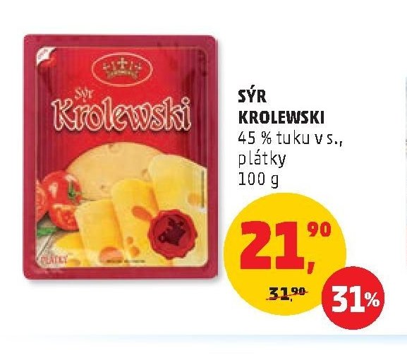 SÝR KROLEWSKI 45 % tuku v s., plátky 100 g