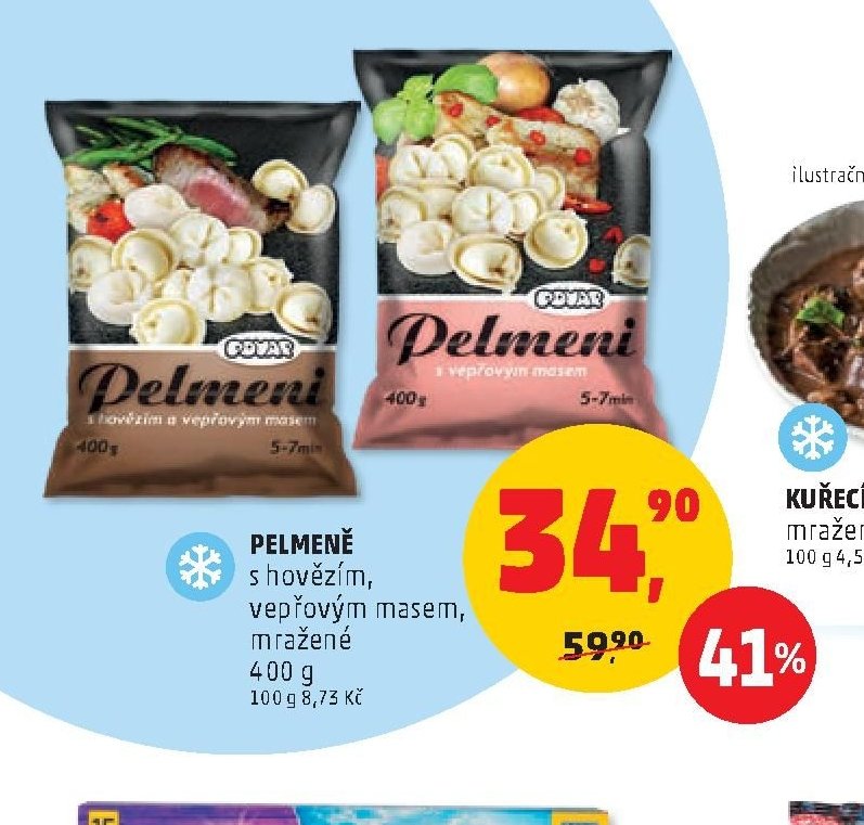 PELMENĚ s hovězím, vepřovým masem, mražené