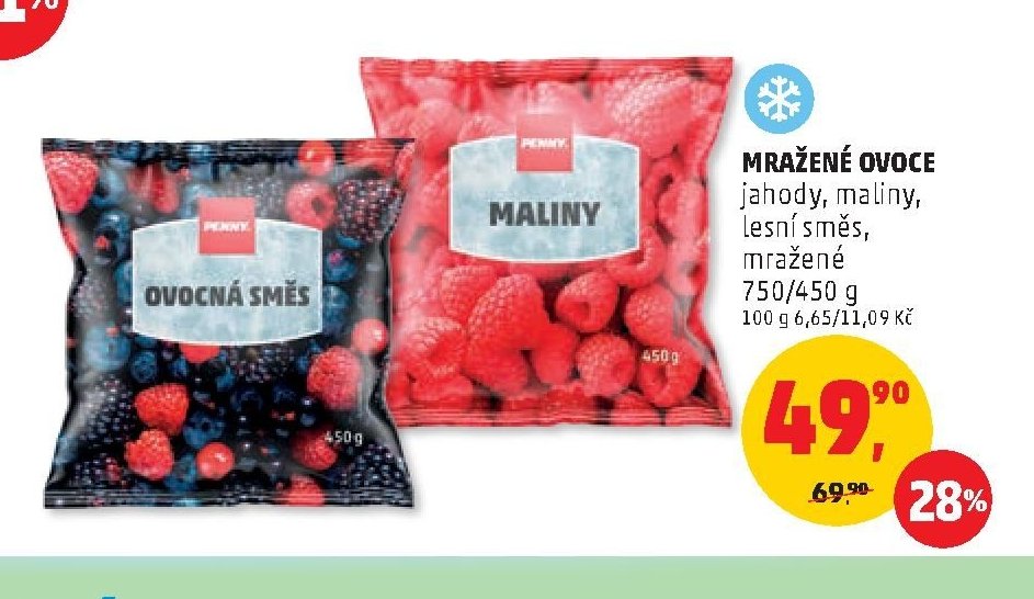 MRAŽENÉ OVOCE jahody, maliny, lesní směs, mražené