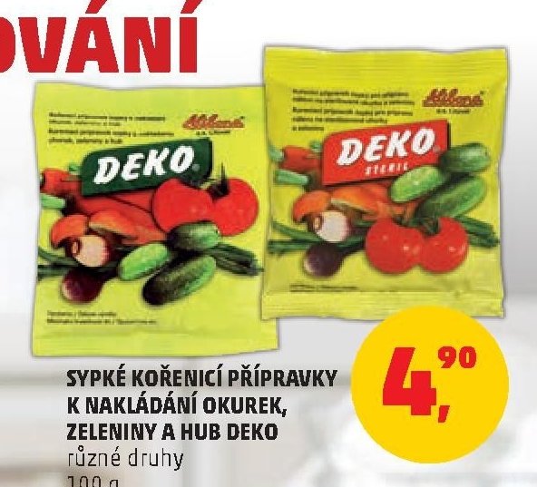 Sypké kořenící přípravky k nakládání okurek, zeleniny a hub Deko 100 g