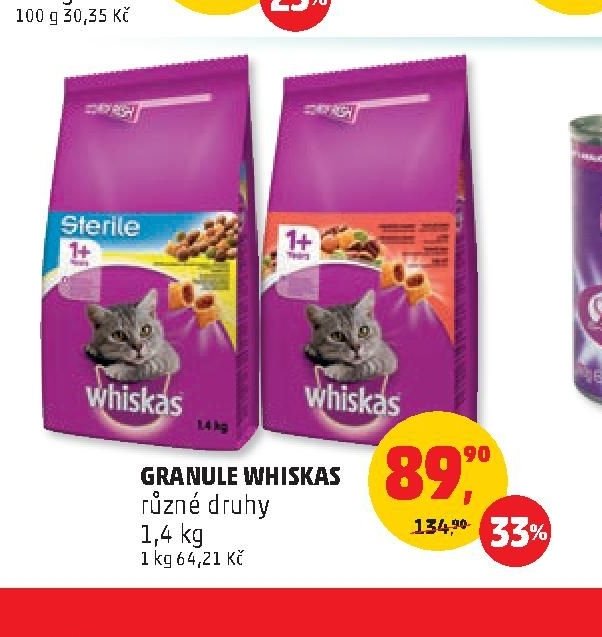 GRANULE WHISKAS různé druhy 1,4 kg