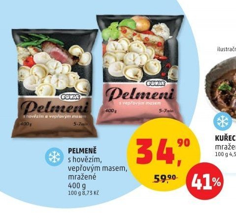 Pelmeně s hovězím, vepřovým masem, mražené
