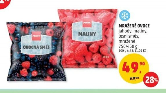 Mražené ovoce jahody, maliny, lesní směs