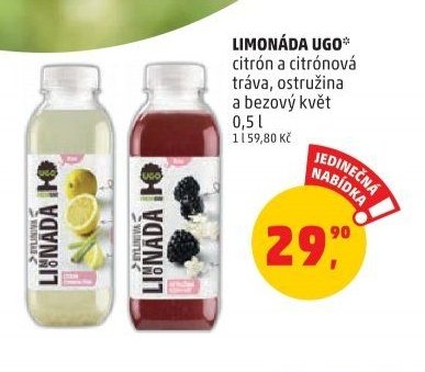 Limonáda UGO citron a citrónová tráva, ostružina a bezový květ 0,5 l