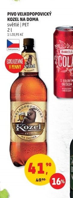 PIVO VELKOPOPOVICKÝ KOZEL NA DOMA, světlé | PET 2 l