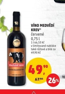VÍNO MEDVĚDÍ KREV, červené 0,75 l