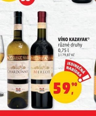 VÍNO KAZAYAK, různé druhy 0,75 l