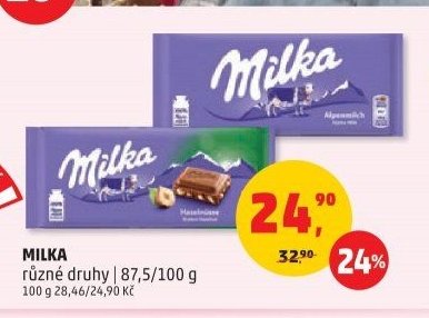 MILKA různé druhy