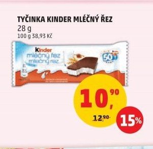 TYČINKA KINDER MLÉČNÝ ŘEZ