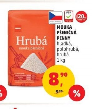 Mouka pšeničná Penny hladká, polohrubá, hrubá 1 kg