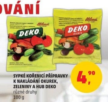Sypké kořenící přípravky k nakládání okurek, zeleniny a hub Deko různé druhy 100 g