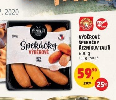 VÝBĚROVÉ ŠPEKÁČKY ŘEZNÍKŮV TALÍŘ 600 g