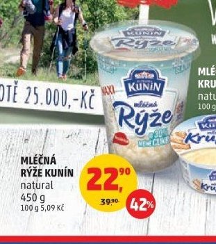 Mléčná rýže Kunín natural