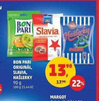 BON PARI ORIGINÁL, SLAVIA, HAŠLERKY