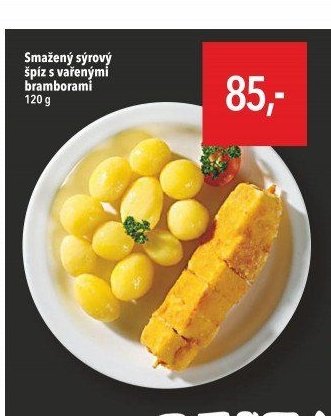Smažený sýrový špíz s vařenými bramborami 120 g