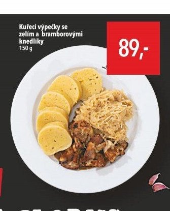 Kuřecí výpečky se zelím a bramborovými knedlíky 150 g