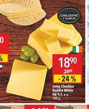 Irský Cheddar Dublin White 48 % t. v s.