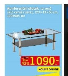 Konferenční stolek, tvrzené sklo černé / nerez - ASKO akcniletaky.com