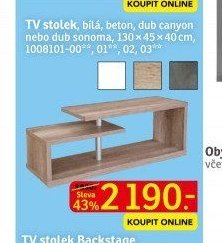 TV stolek, bílá, beton, dub canyon nebo dub sonoma - ASKO akcniletaky.com