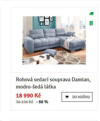 Rohová sedací souprava Damian, modro-šedá látka - ASKO akcniletaky.com