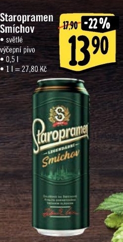 Pivo světlé výčepní 10° Smíchov Staropramen