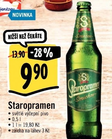 Pivo světlé výčepní 10° Staropramen