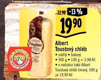 Toustový chléb Albert