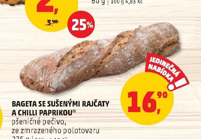 BAGETA SE SUŠENÝMI RAJČATY A CHILLI PAPRIKOU