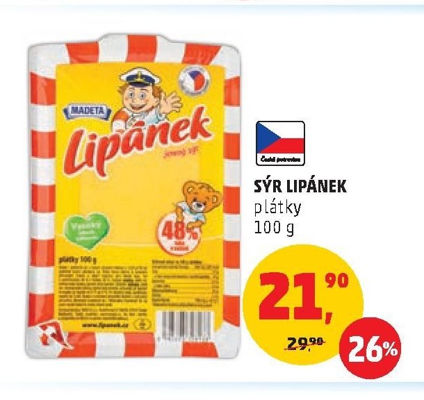 SÝR LIPÁNEK plátky 100 g