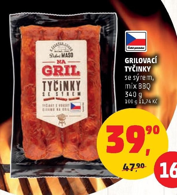 GRILOVACÍ TYČINKY se sýrem, mix BBQ