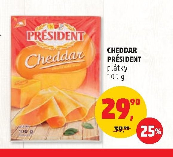 CHEDDAR PRÉSIDENT plátky