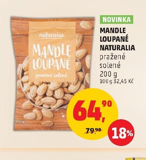 Mandle loupané Naturalia pražené, solené