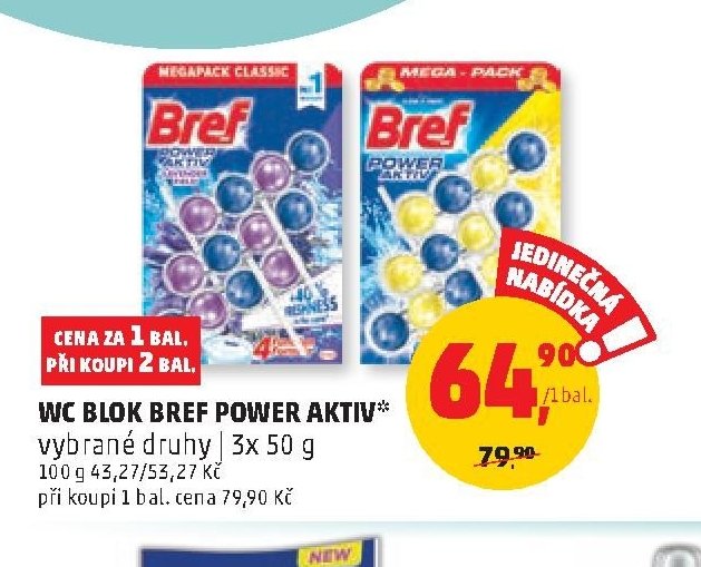 WC BLOK BREF POWER AKTIV 3x 50 g