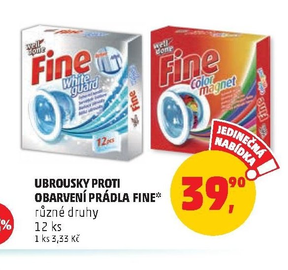 UBROUSKY PROTI OBARVENÍ PRÁDLA FINE různé druhy 12 ks