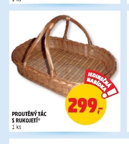 Proutěný tác s rukojetí