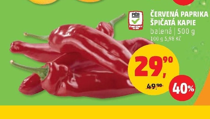 ČERVENÁ PAPRIKA ŠPIČATÁ KAPIE balená 500 g