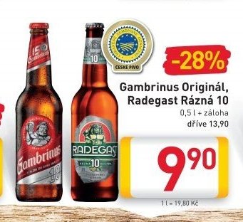 Gambrinus Originál, Radegast Rázná 10