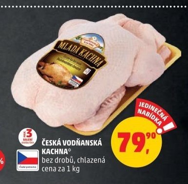 ČESKÁ VODŇANSKÁ KACHNA* bez drobů, chlazená cena za 1 kg