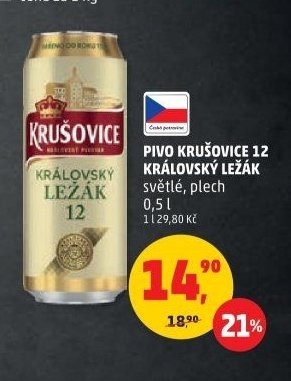 PIVO KRUŠOVICE 12 KRÁLOVSKÝ LEŽÁK světlé, plech 0,5 l