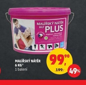 MALIŘSKÝ NÁTĚR BÍLÝ PLUS 6 KG*