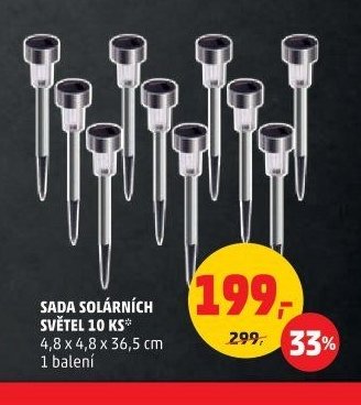 SADA SOLÁRNÍCH SVĚTEL 10 KS* 4,8 x 4,8 x 36,5 cm 1 balení