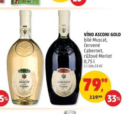 VÍNO ASCONI GOLD bílé Muscat, červené Cabernet, růžové Merlot