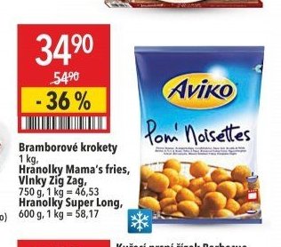 Bramborové krokety, Hranolky Mama's fries, Vinky Zig Zag, Hranolky Super Long
