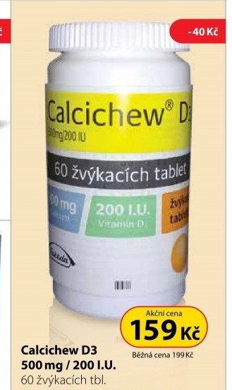Calcichew D3 500 mg / 200 I.U., 60 žvýkacích tbl.