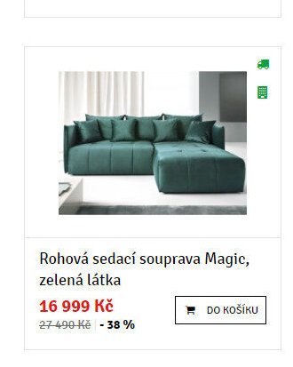 Rohová sedací souprava Magic, zelená látka - ASKO akcniletaky.com