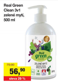 Prostředek na nádobí 3v1 Reál Green Clean